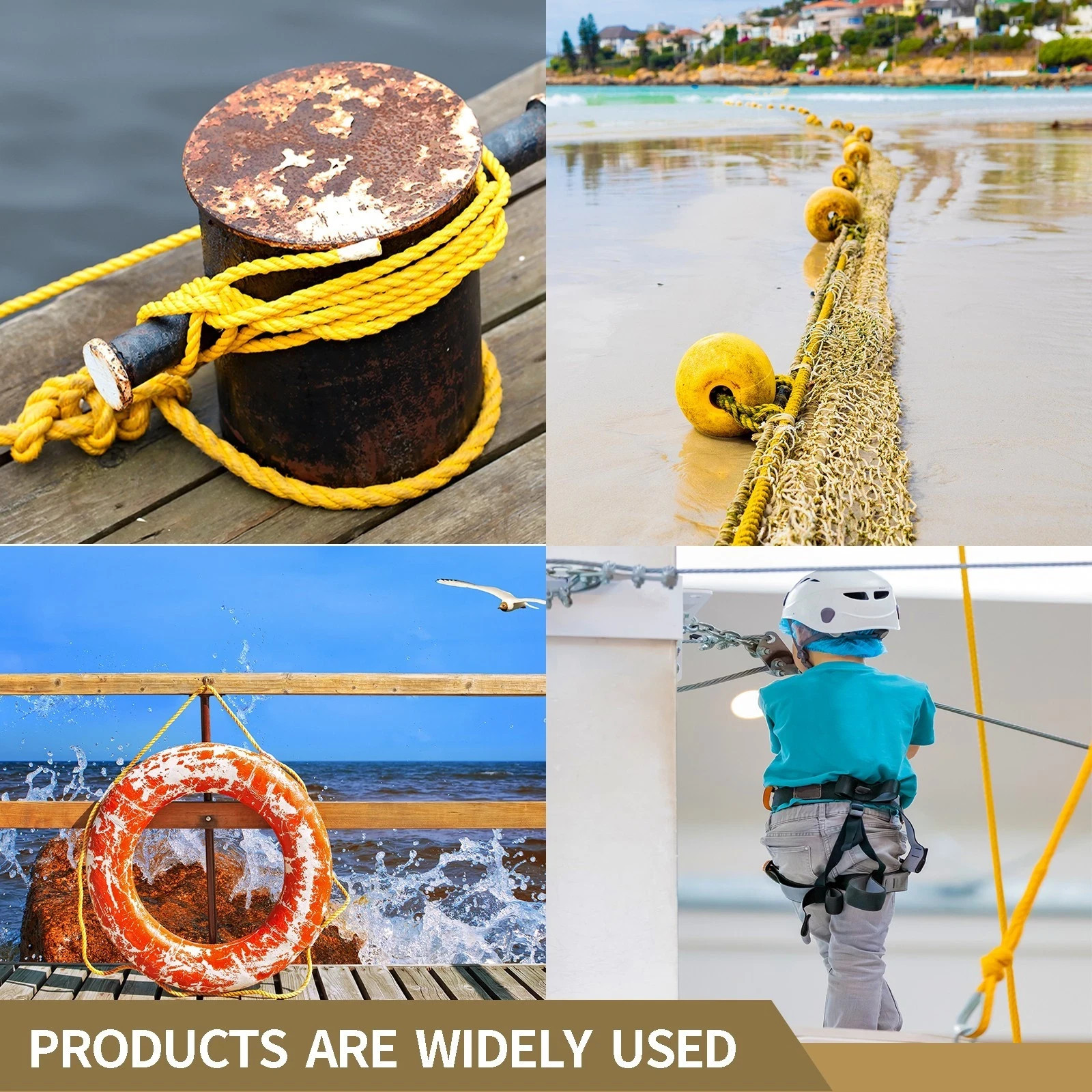 1/2 200'' Floatable 3-Strand Yellow Twisted Polypropylene Rope