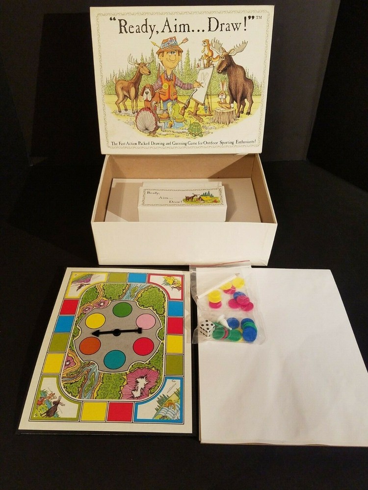 COMPLETE Ready, Aim...Draw! Family Board Game About Outdoors 1988 Drawing Fun