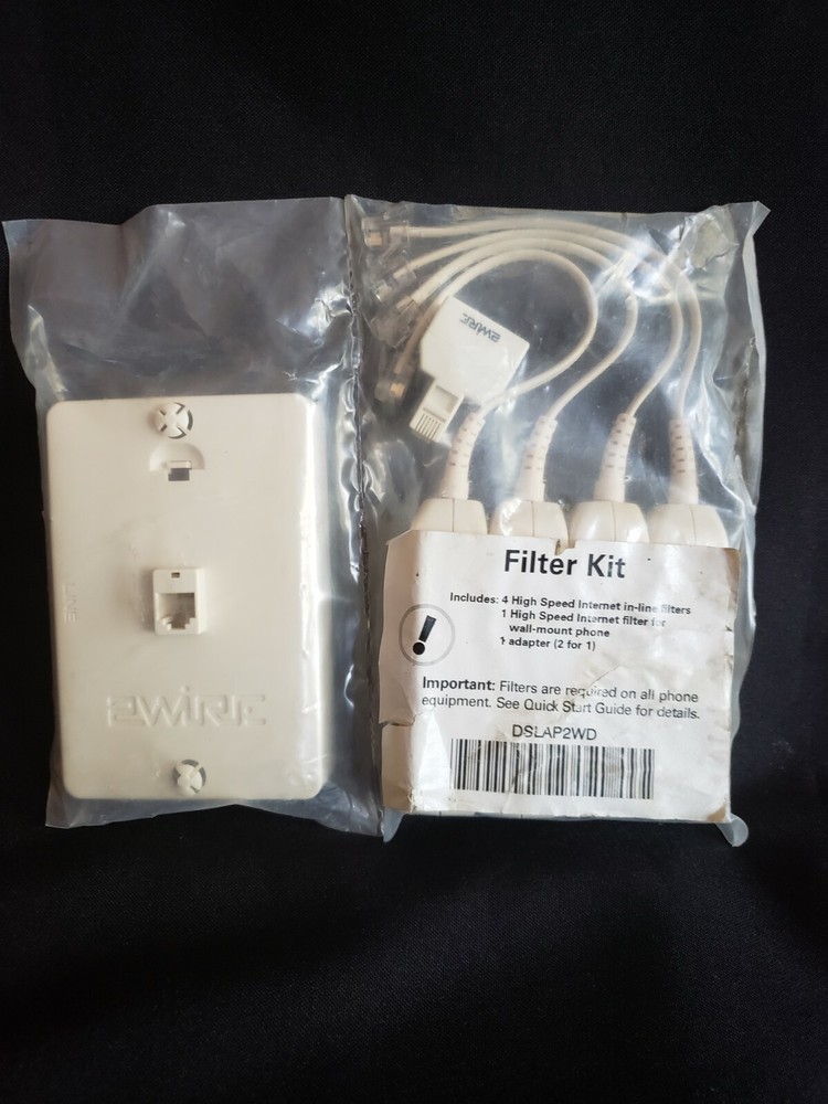 2 Wire Filter Kit: 4 DSL Inline Filters, 1 DSL Wall Mount Filter & 1 Adapter.