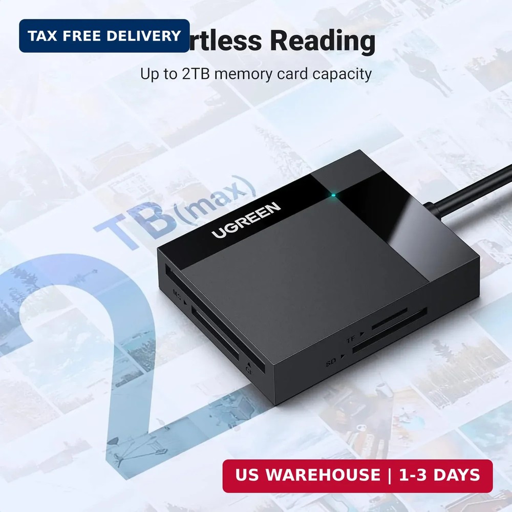 UGREEN SD Card Reader USB 3.0 Card Hub Adapter 5Gbps Read 4 Cards Simultaneously