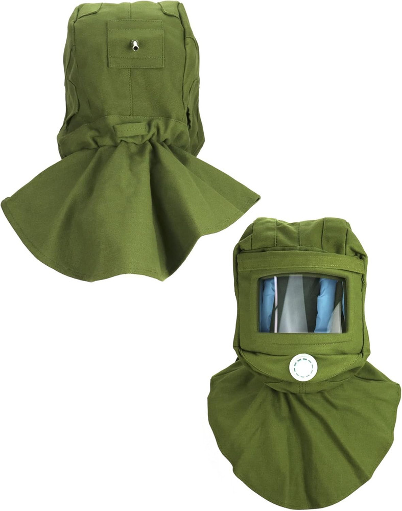 Sand Blasting Hood Cap Canvas Anti Dust Wind Protective Mask with Visor for Work