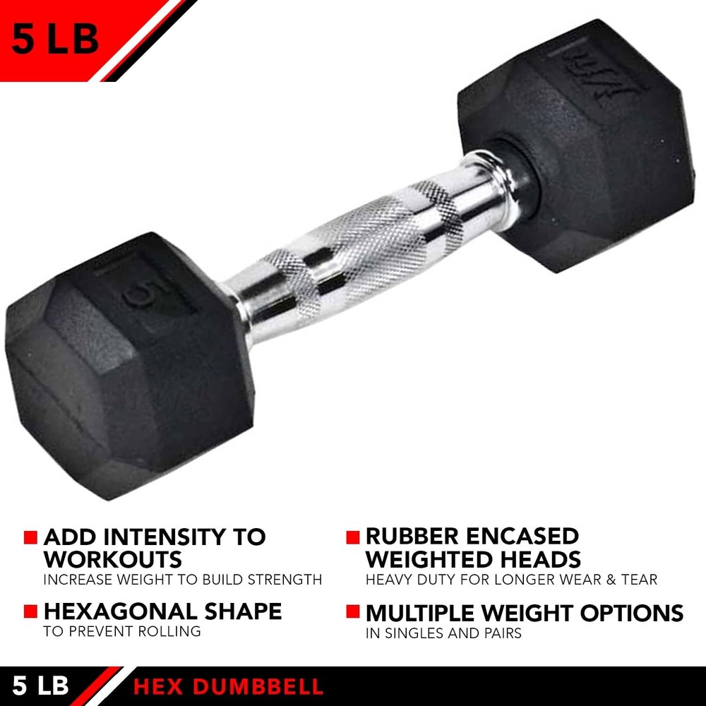 JFIT Rubber Hex Dumbbell