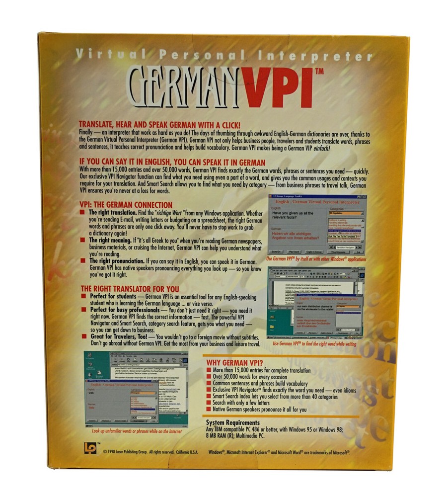Learn to Speak German Language VPI CD-Rom Software - Translate, Hear and Speak