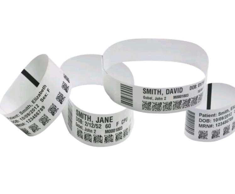 6 Pk Zebra 10015355K 1"×11" Adult Z-Band UltraSoft Wristband Cartridge 175 White