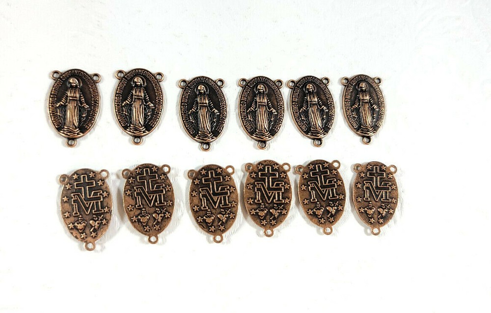 Miraculous Medal Rosary Centerpiece LOT of 12 Centerpiece Medals LIGHT COPPER