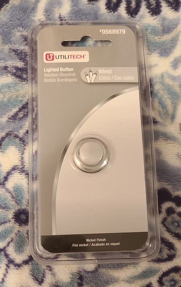Utilitech Wired "Lighted Button Nickel Finish Part #0568979"  New In Plastic