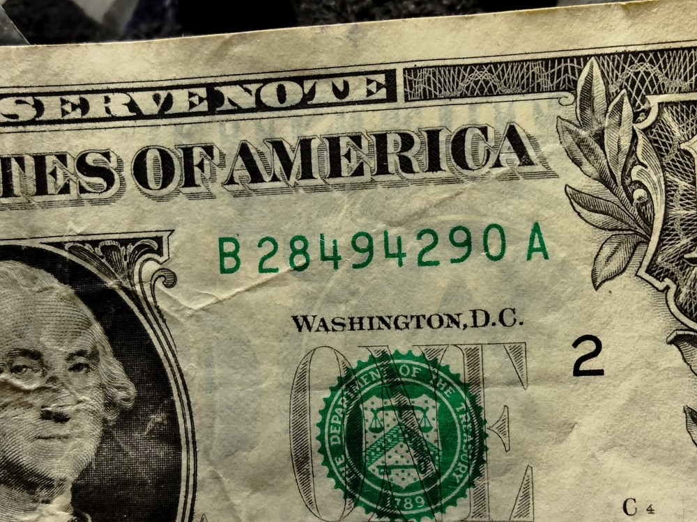 2017 A $1 Bill Wet Ink Transfer
