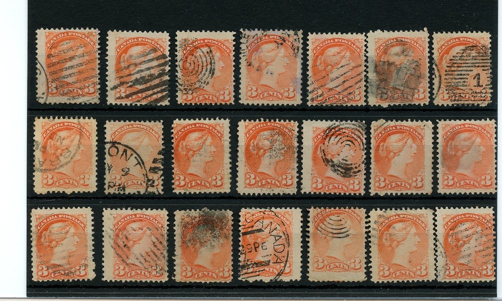 3 cent Small Queen Lot various cancels  used Canada