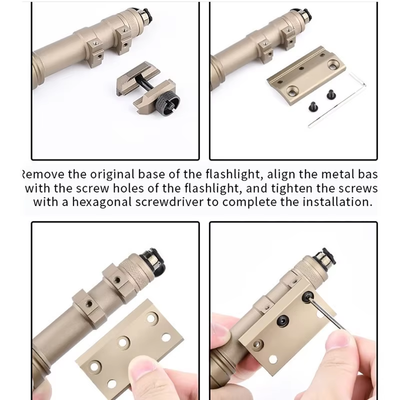 WADSN M300A M600C Hunting Flashlight+Mlok Keymod Offset Mount Base Metal CNC