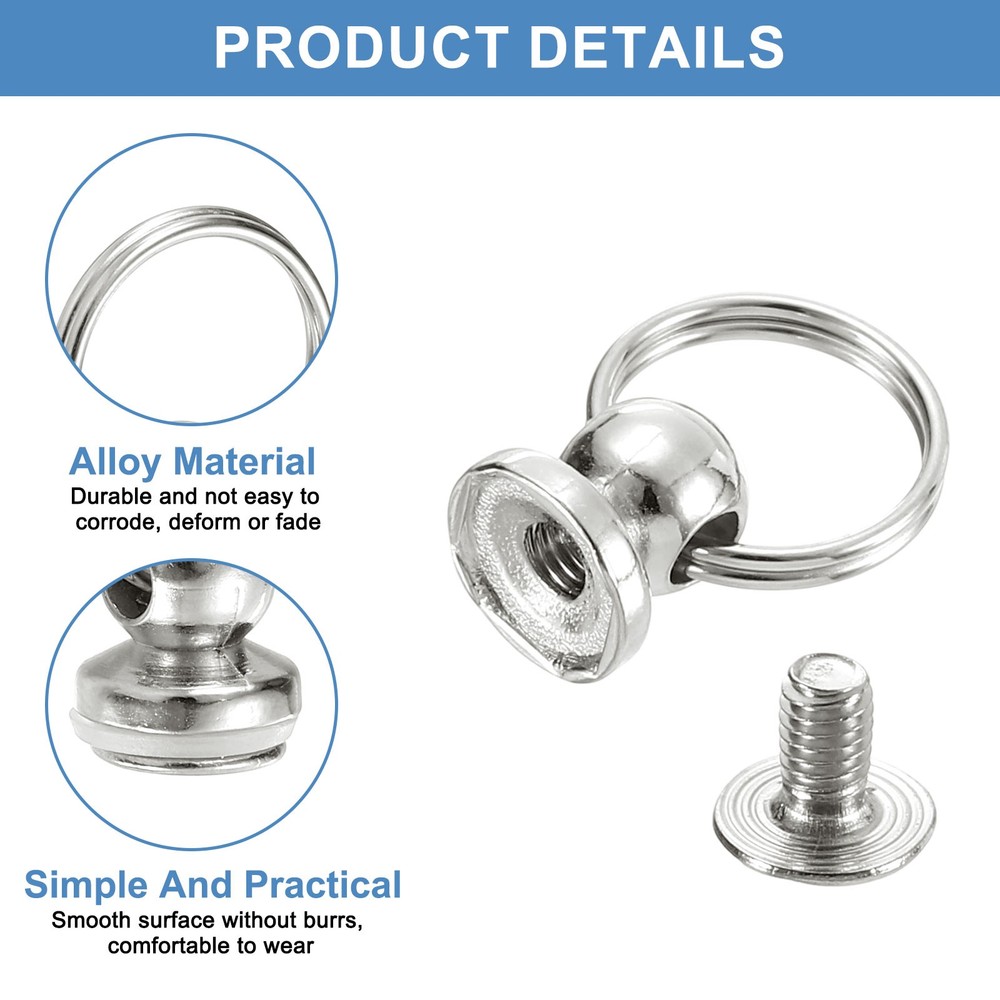 20Pcs Screw Round Head Rivets, 7mm Pull Ring Rivet Fastener (Silver)