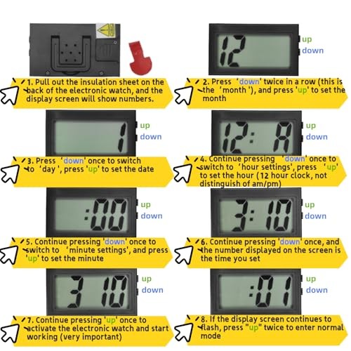 Car Dashboard Digital Clock - with Jumbo LCD Time & Day Display - Mini black