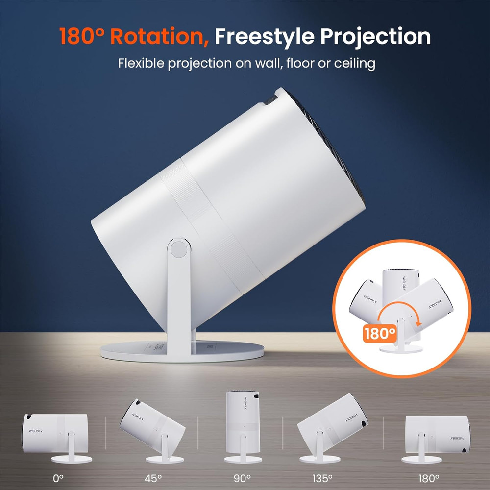 Portable Mini Projector with WiFi, Bluetooth, 1080P HD, and Keystone Correction
