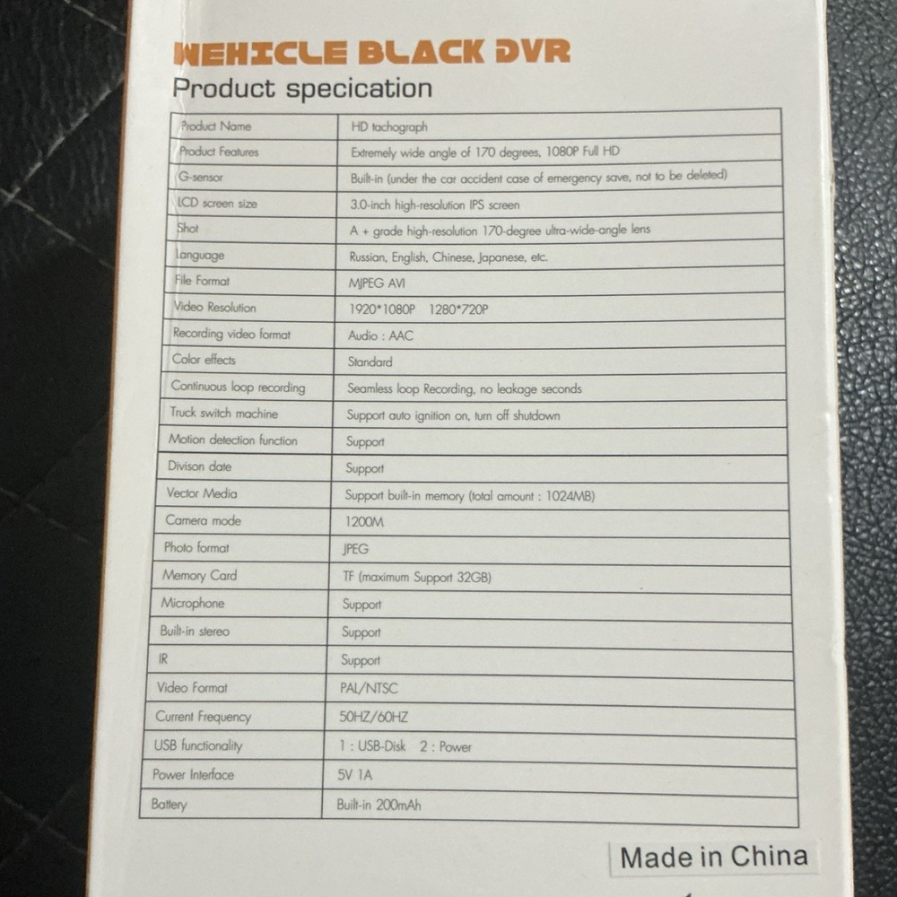 Vehicle Black DVR Model T666y Dash Cam