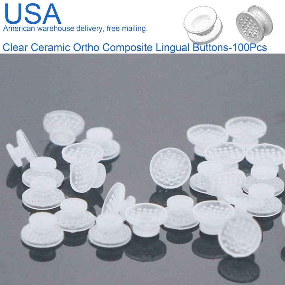 100Pcs Composite Dental Orthodontic Ceramic Clear Lingual Button Bondable Round