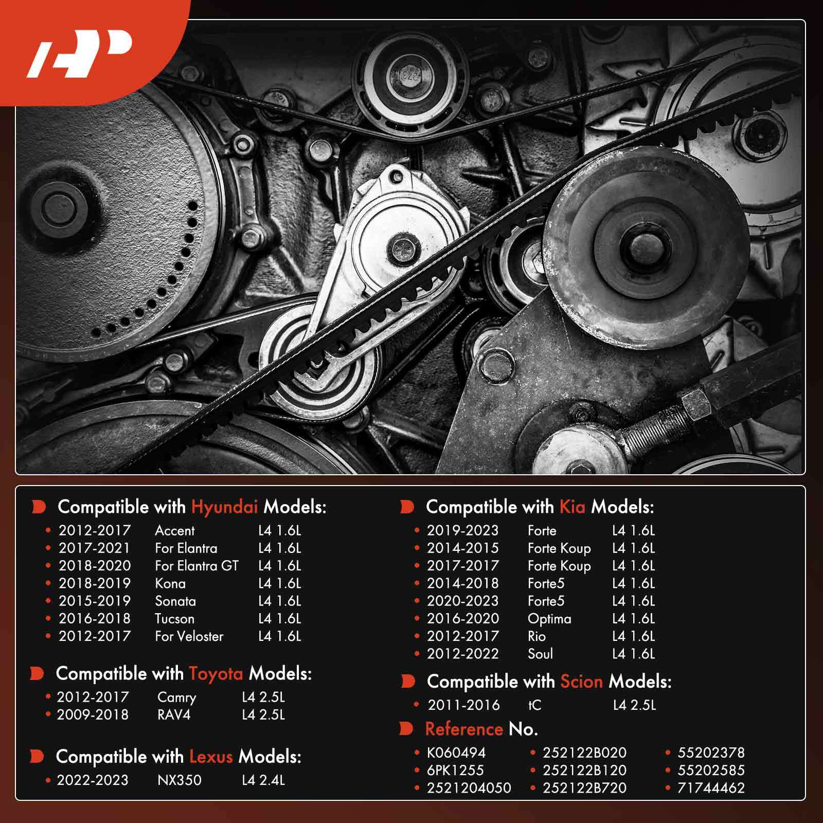 49.45 in Serpentine Belt for Toyota RAV4 2009-2018 Camry 12-17 Hyundai Accent