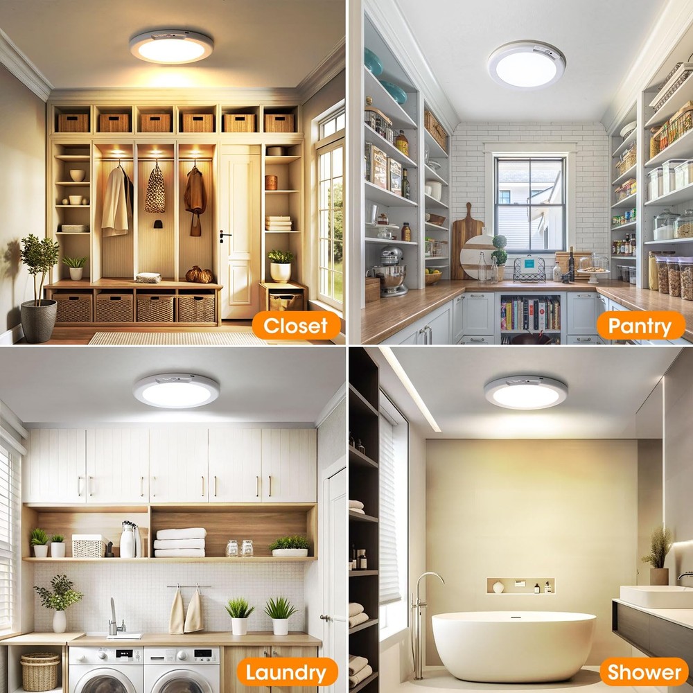 Rechargeable Motion Ceiling Light with Remote - Magnetic Wireless Ceiling Lig...