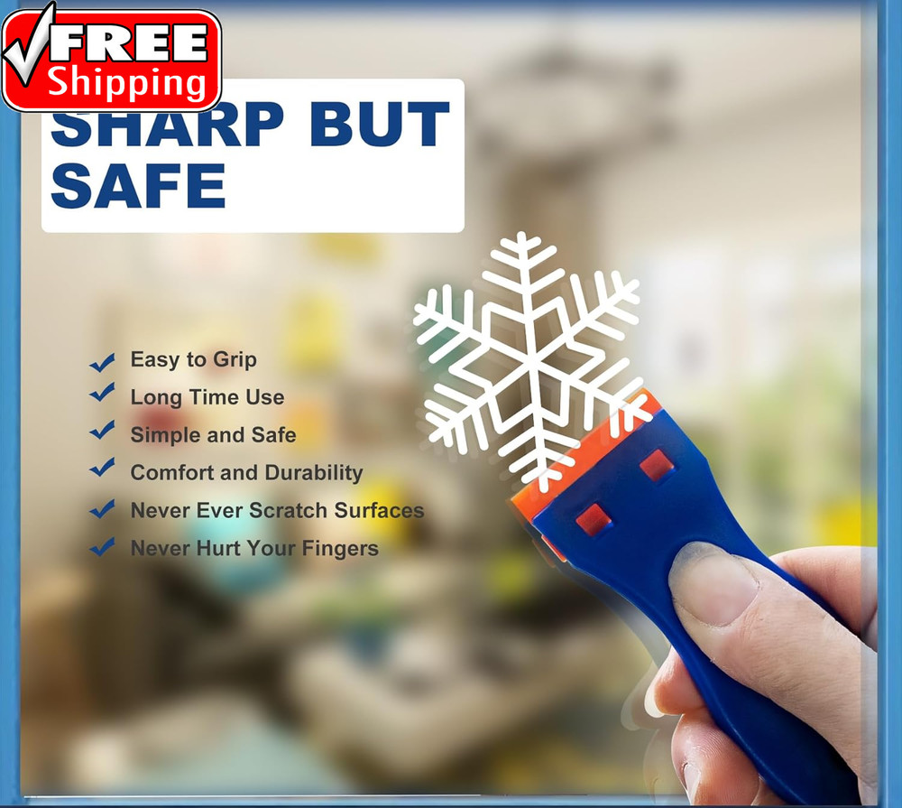 Plastic Razor Blade Scraper Tool, 6 Pcs Razor Scraper with 60 Pcs Plastic Blades