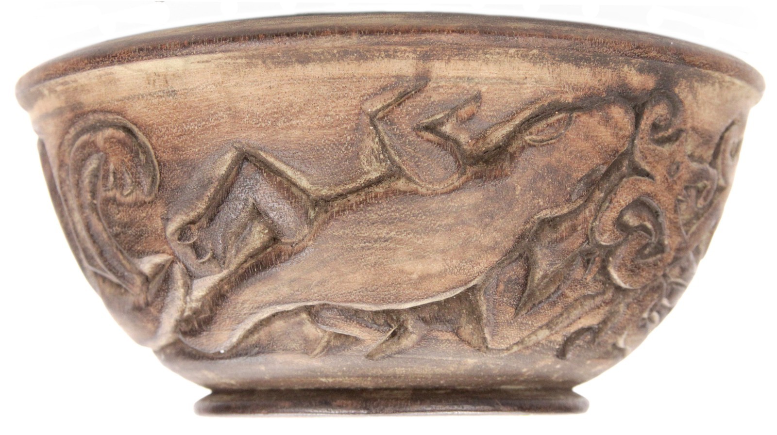 Vintage Carved Wooden Indonesian Dayak Bowl Borneo Lizard Ethnographic Carving