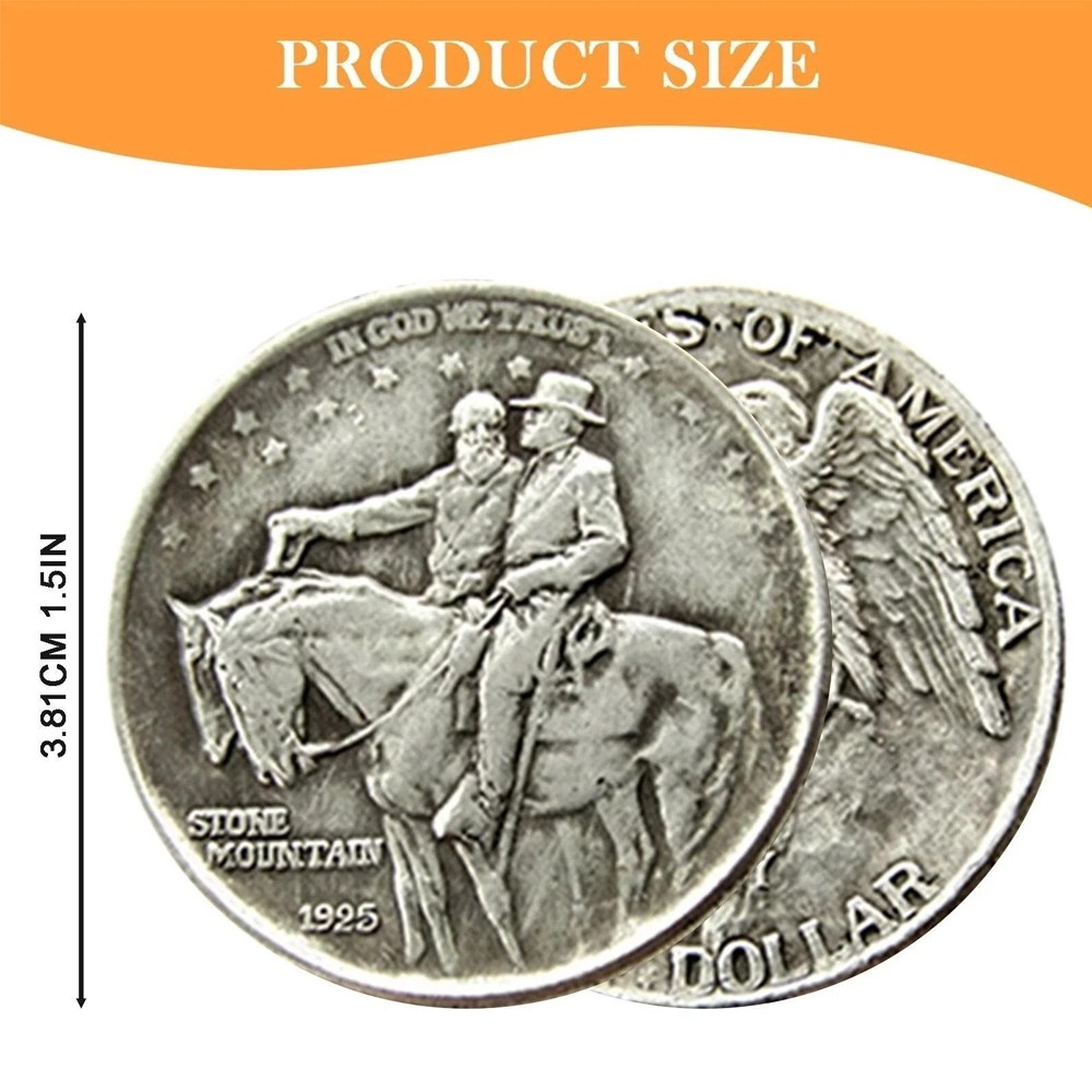 2PCS 1925 Stone Mountain Silver Half Dollar Classic Commemorative Coin