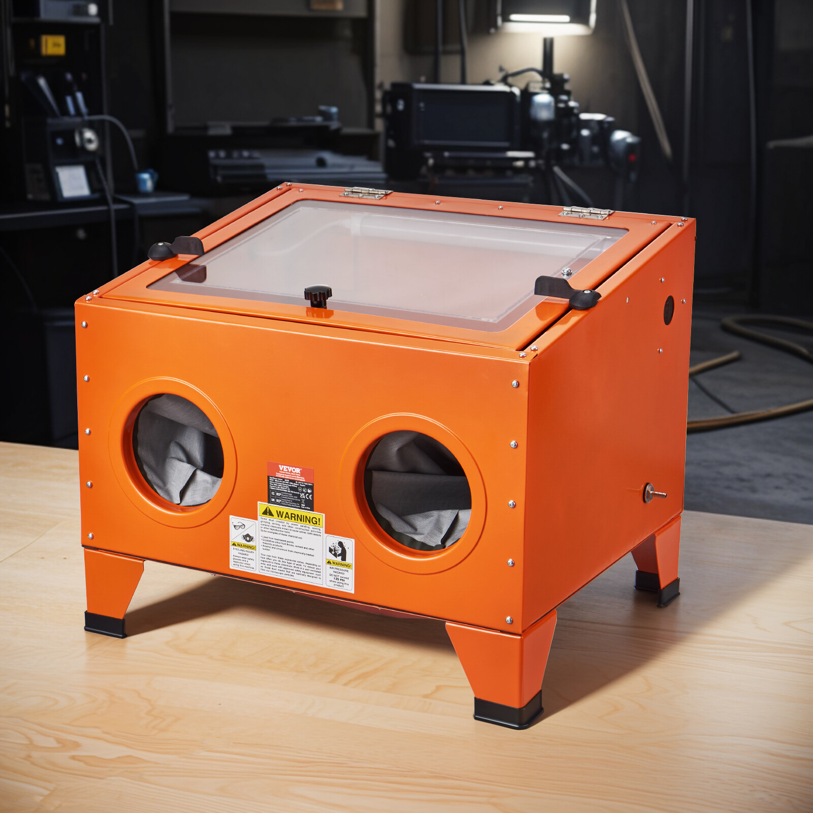 VEVOR 25 Gallon Sandblasting Cabinet Benchtop Cabinet with Blasting Gun 4 Nozzle