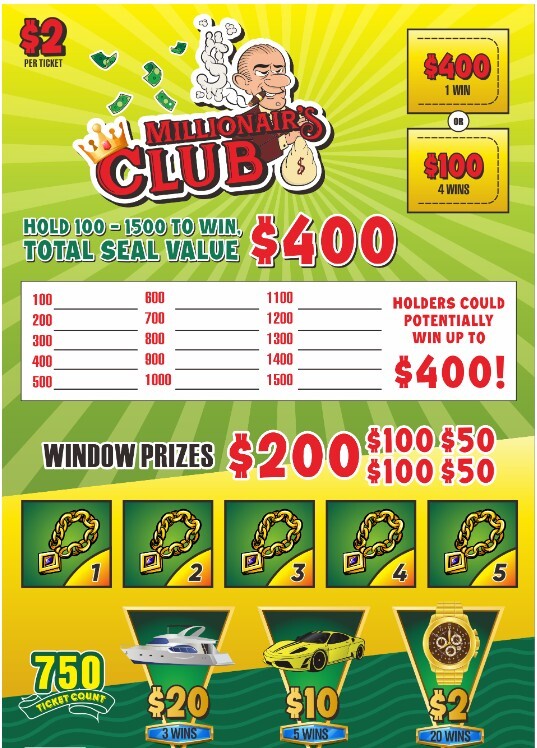 pull tickets Millionaire's Club 750 Count 2pt