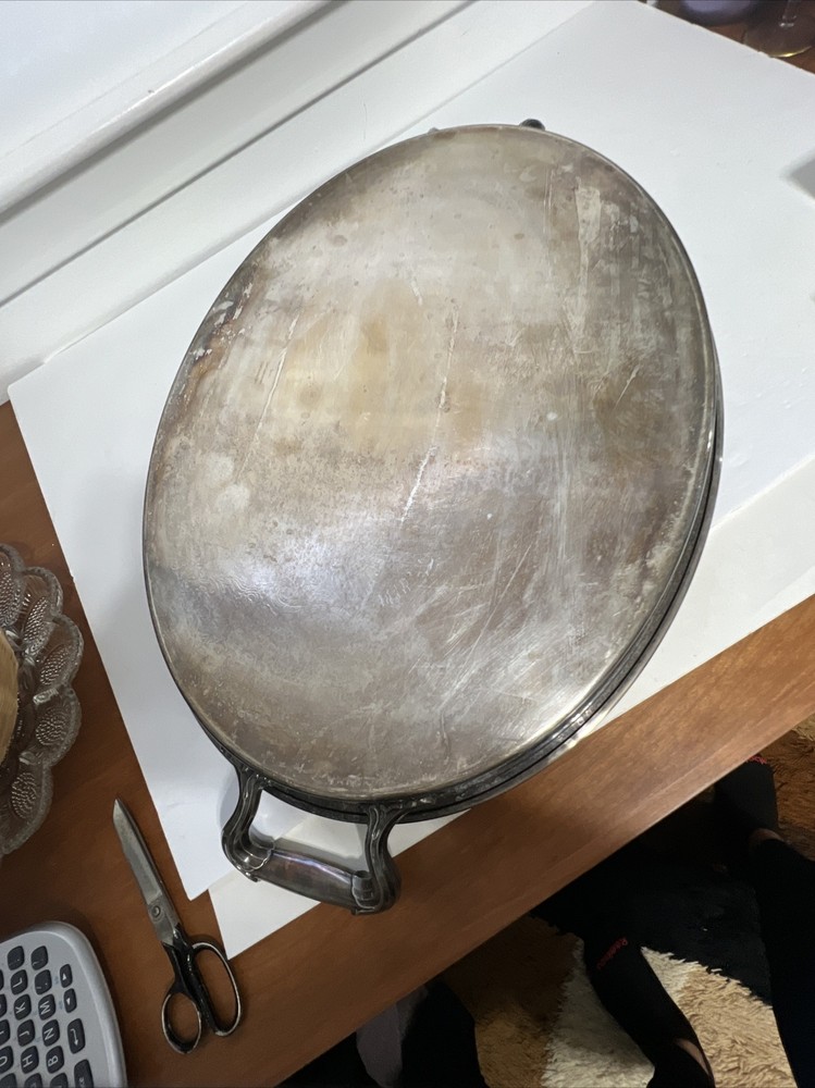 Fine Gorham Newport YB606 Etched Silver Plate Handled Large Platter Tray