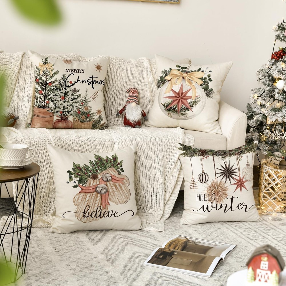 Merry Christmas Throw Pillow Covers 4pc