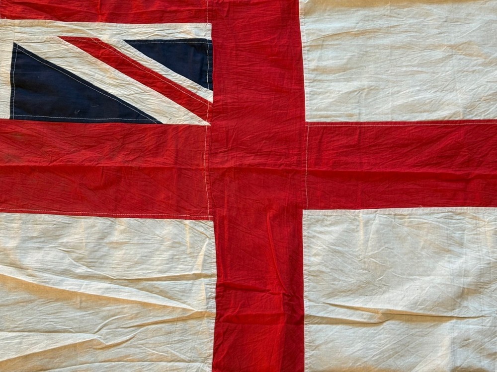 WWII BRITISH NAVAL ENSIGN FLAG SEWN EXAMPLE.