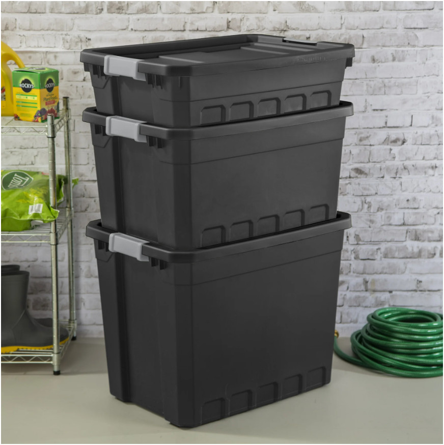 10 Gallon Stackable Storage Bins W/ Latch Lid Durable Plastic Tote 6 Count Box
