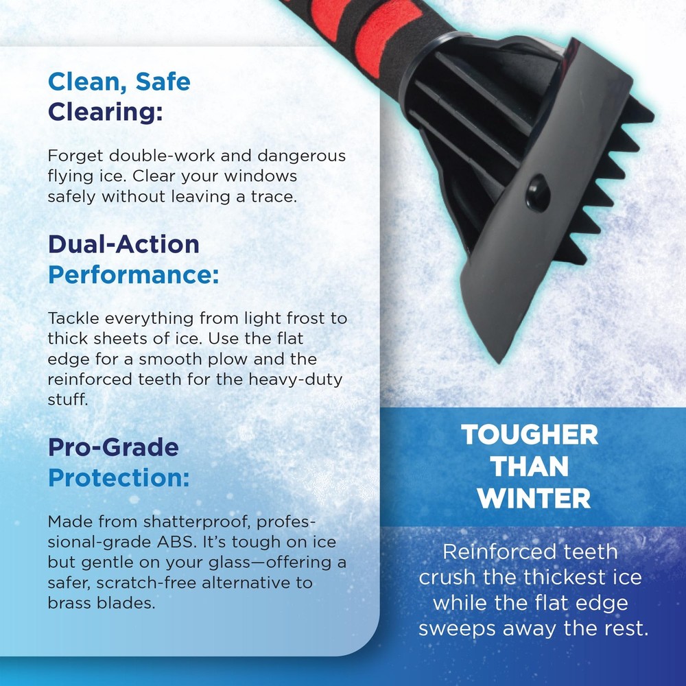 Ice Scraper For Car Windshield Windows Reinforced Plastic Handle Chisel Side