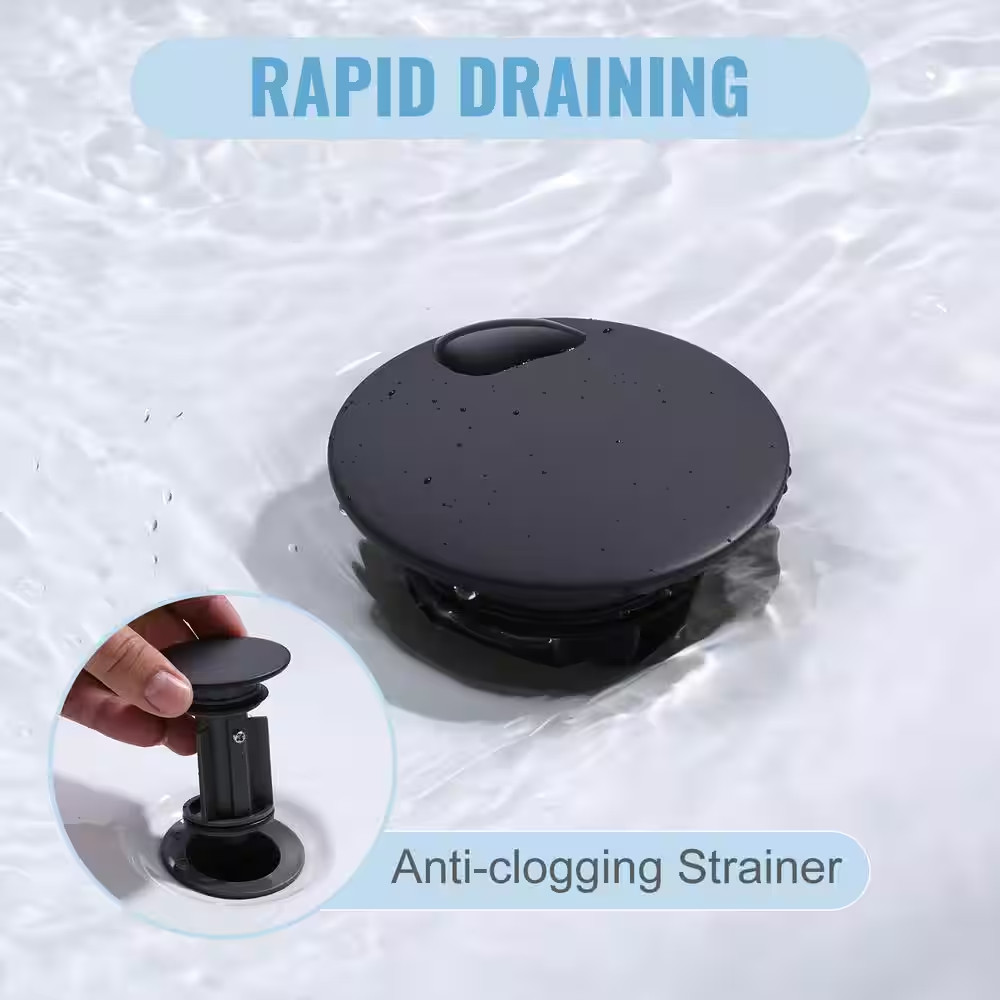 Drain Assembly Stopper without Overflow in Matte Black