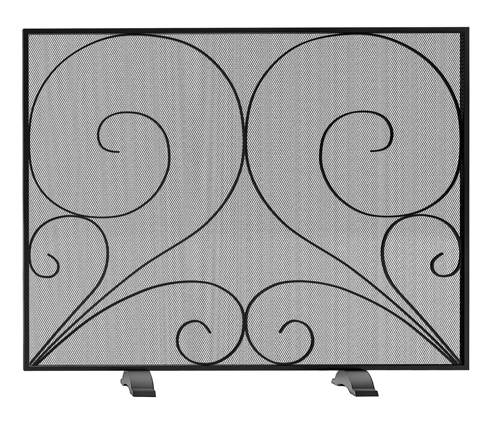 Fire Beauty Single Panel Fireplace Screen Wrought Iron Mesh, Handcrafted