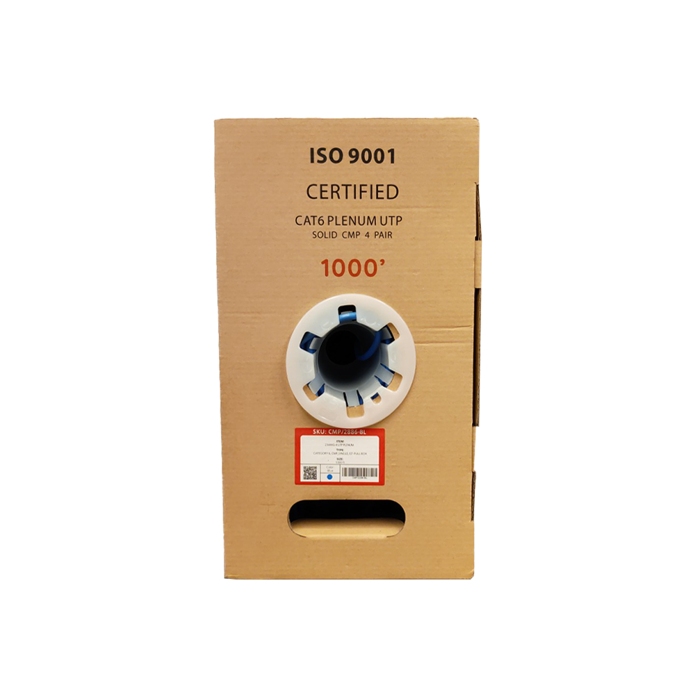 CAT6 Plenum Ethernet Cable 1000FT, 23AWG 550MHz UTP Black