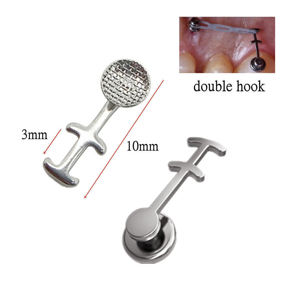 Dental Orthodontic Bondable Lingual Button Multi-hook Arms Braces Slid Crimpable
