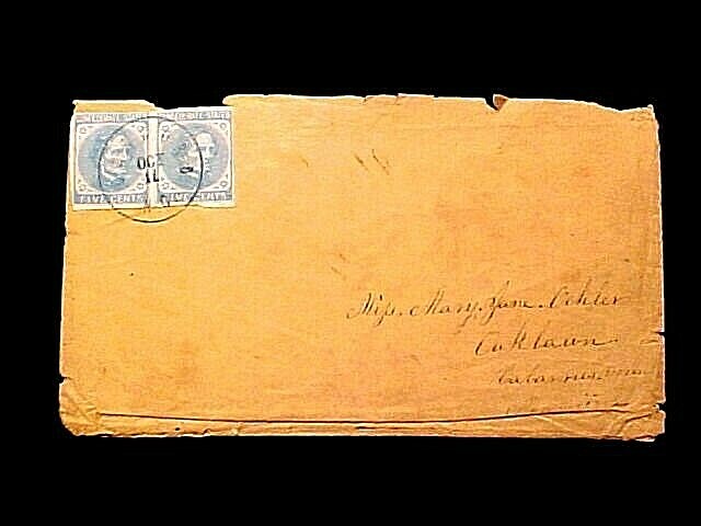Confederate Cover PAIR #6 Concord NC Cancellation Addressed to Oaklawn NC
