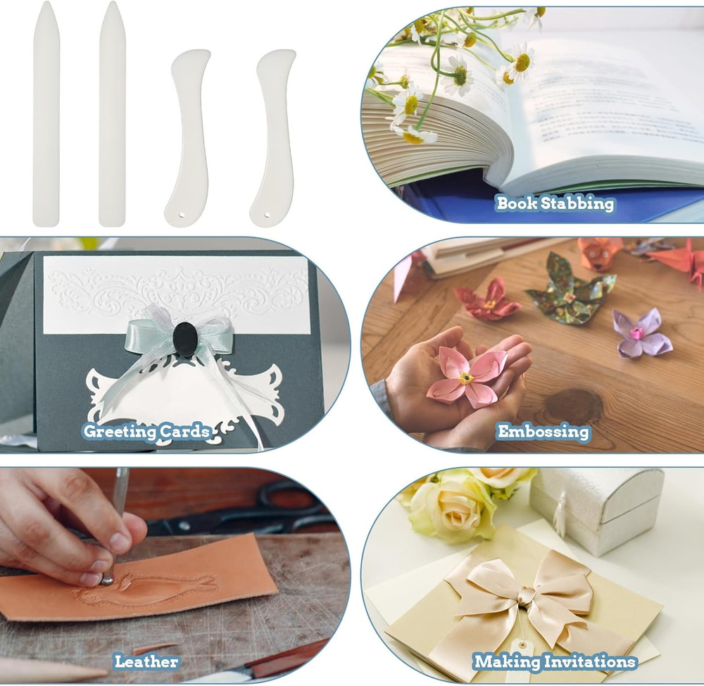 4 Pcs Bone Folders, Crease Makers Scoring Tool Creaser Set Folding Scoring Burni