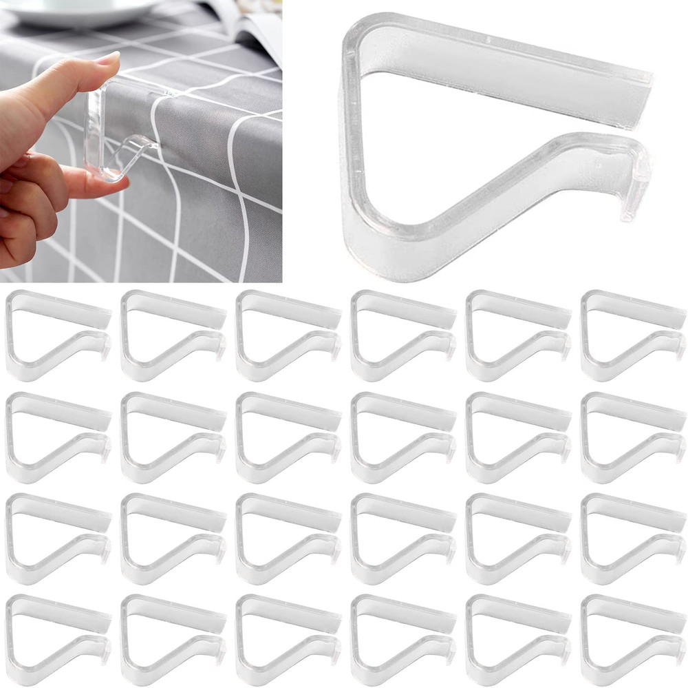 24 Pieces Transparent Clear Tablecloth Clips, Plastic Table Cloth Clips，Windproo