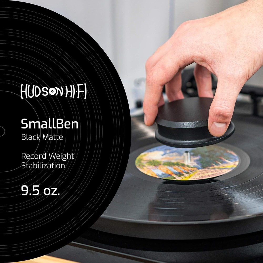 Durable & Stylish SmallBen LP Stabilizer with Leather Pad - Fits Any Turntable