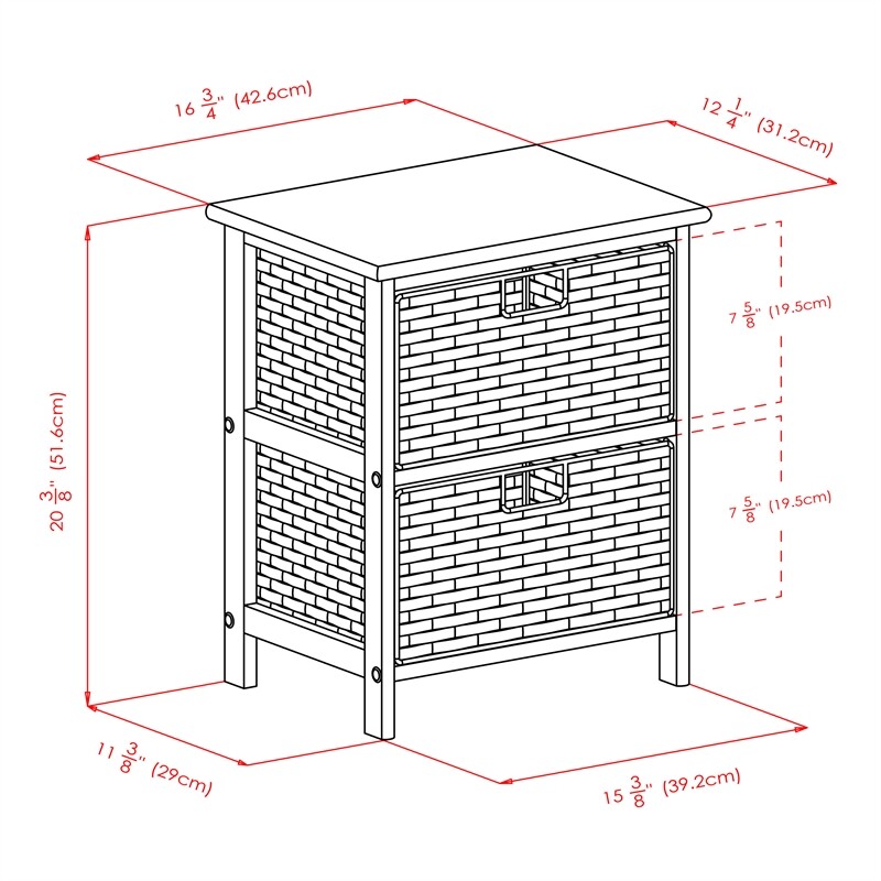 Winsome Omaha Storage Rack with 2 Foldable Baskets in Black