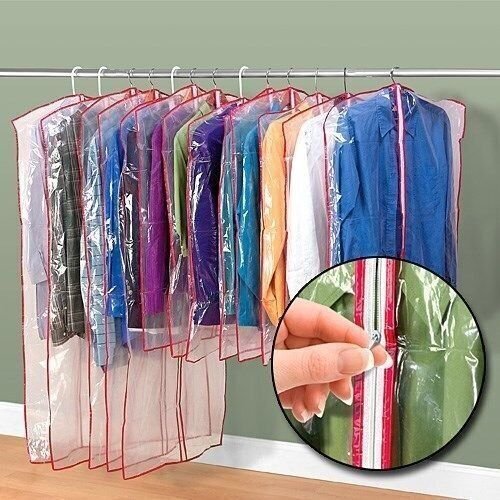 13 Clear Zippered Garment Bags Cloth Storage Suit Dress Shirt Covers Free NEW