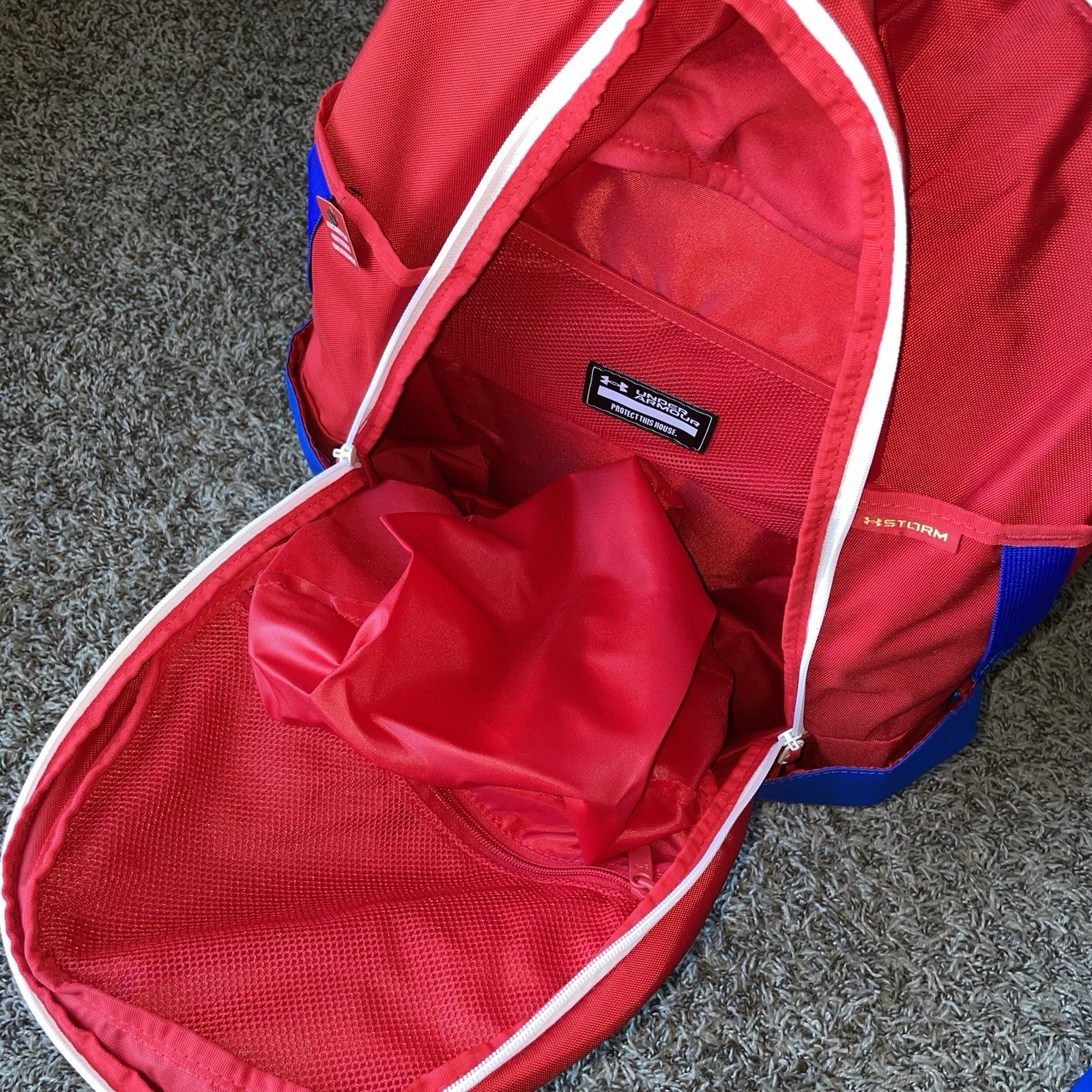 UA Storm Baseball Backpack Batpack Red Royal Blue 37L 1384464-600 NEW