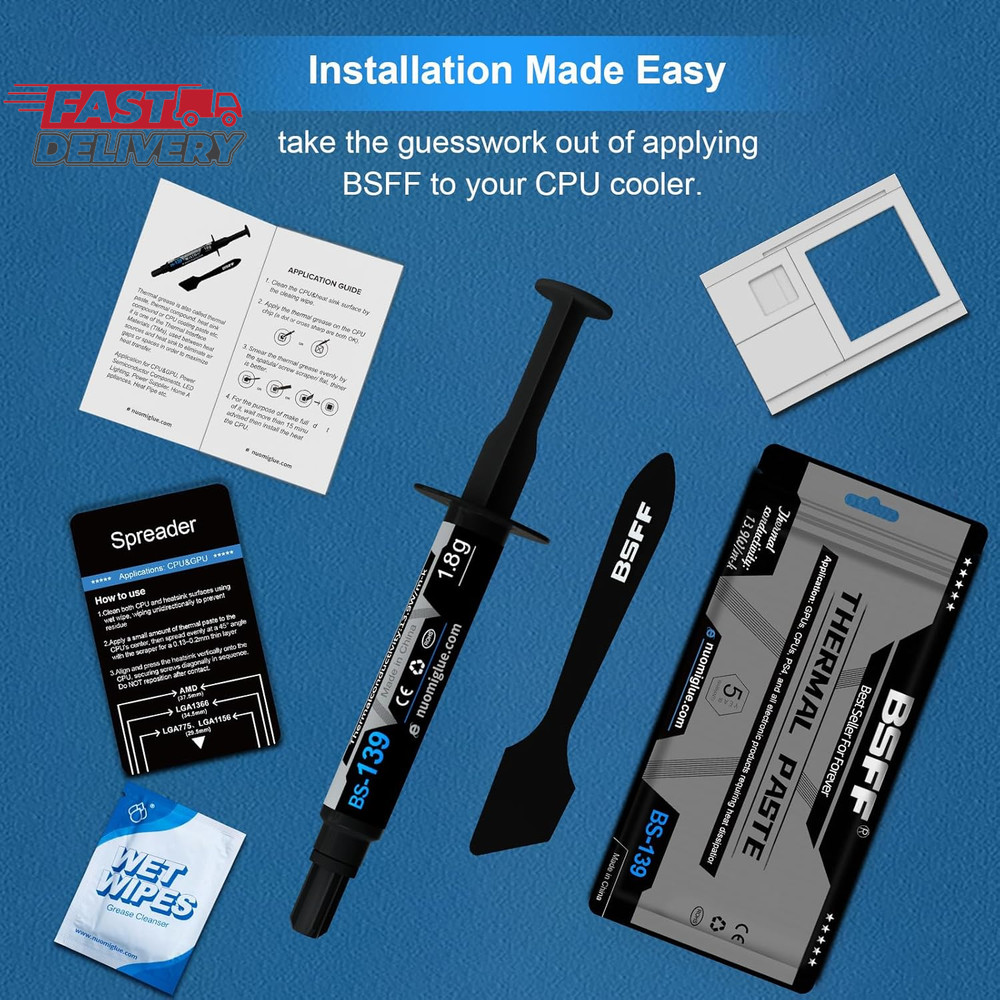Thermal Paste, 1.8G with Toolkit CPU Paste Thermal Compound Paste Heatsink for I