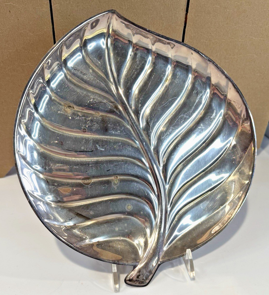 Vintage International Silver Company 8" Silver Leaf Serving Tray Plate