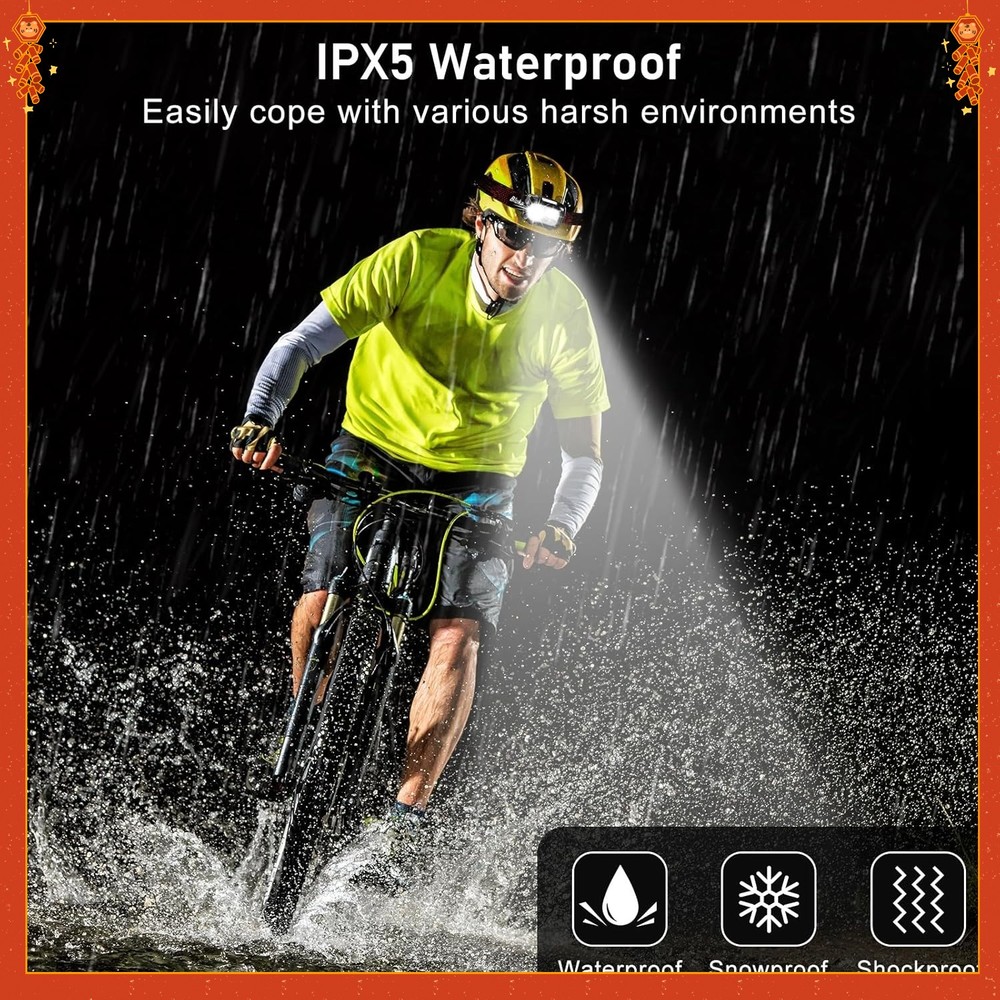 LEDRechargeable 2000L Ultra-Bright Adjustable Headlamp with Motion Sensor-2-Pack