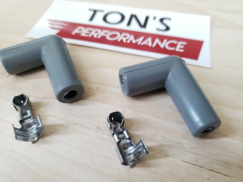 MSD IGNITION 3323 Spark Plug Boots & Terminals Pair 90 Degree Right angle Grey