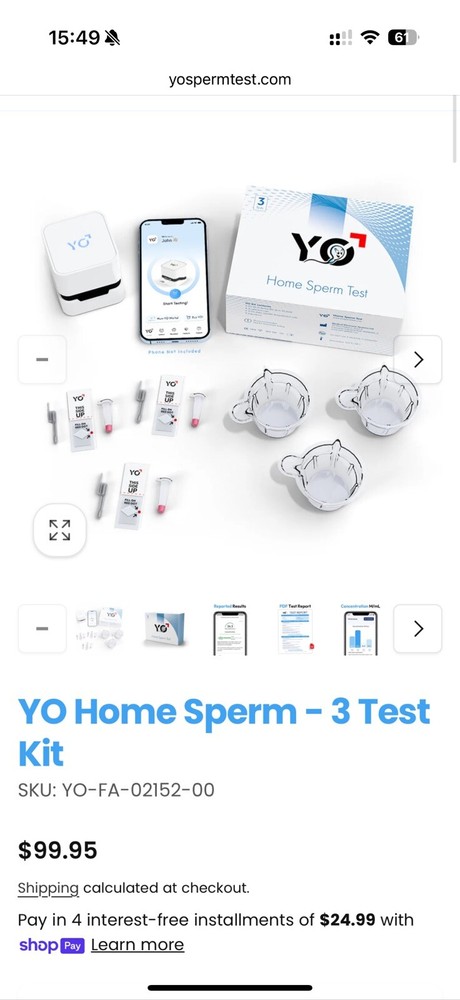 Used - YO Home Sperm Test With 2 Test Available