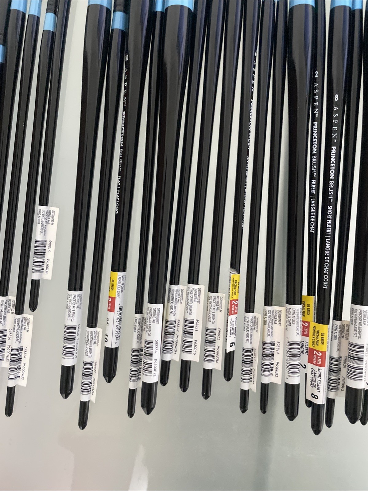 LOT OF 49 - Princeton Aspen Long Handle Oil Acrylic Synthetic Paint Brushes