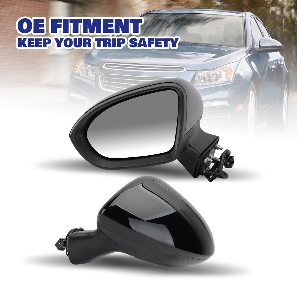 Driver Side View Mirror Compatible With Chevy Cruze L-Driver Side, Black
