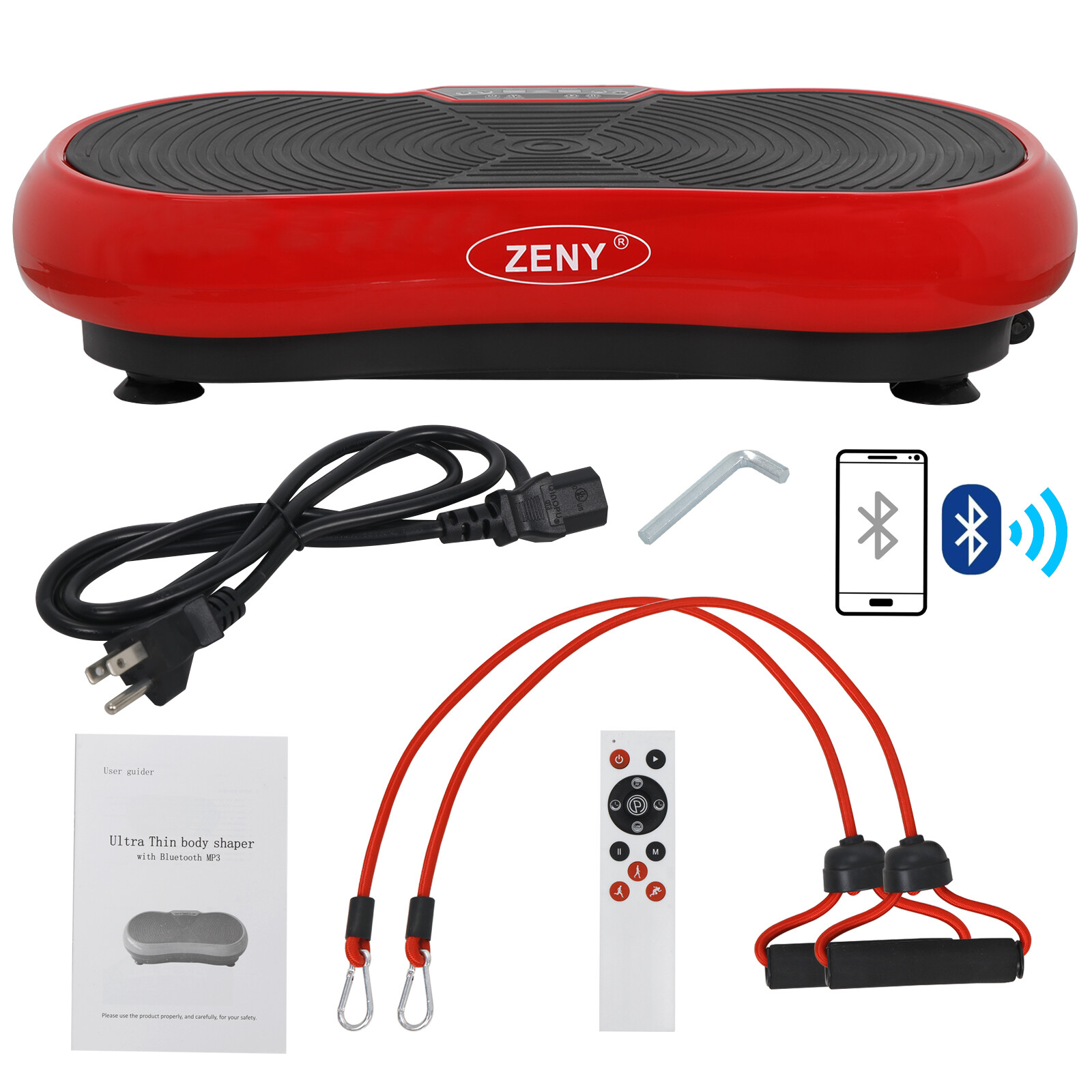 Vibration Platform Machine Crazy Fit Massage Full Body Fitness W/Bluetooth Red