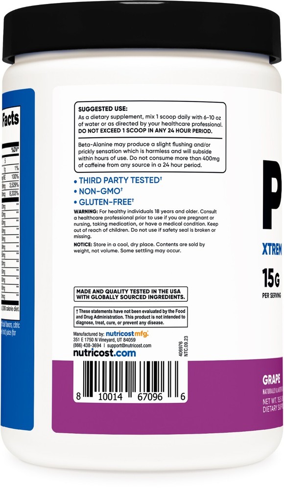 Nutricost Pre-X, Extreme Pre-Workout Powder Complex, Grape, 30 Servings